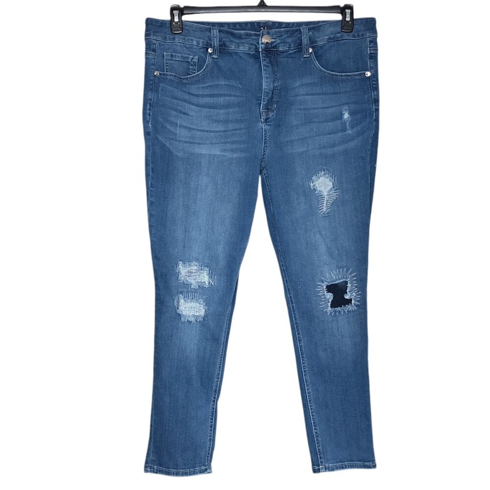 Seven7 Melissa‎ McCarthy Plus Size 20W Patch Distressed Slimming Skinny Jeans